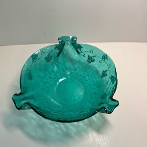 Elegant Unique Teal Glass Bowl (Ashtray?)